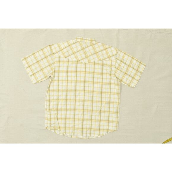 Moda Tech Men's Yellow Plaid Western Snap Shirt Short Sleeve Regular Size L NWT - Picture 3 of 8